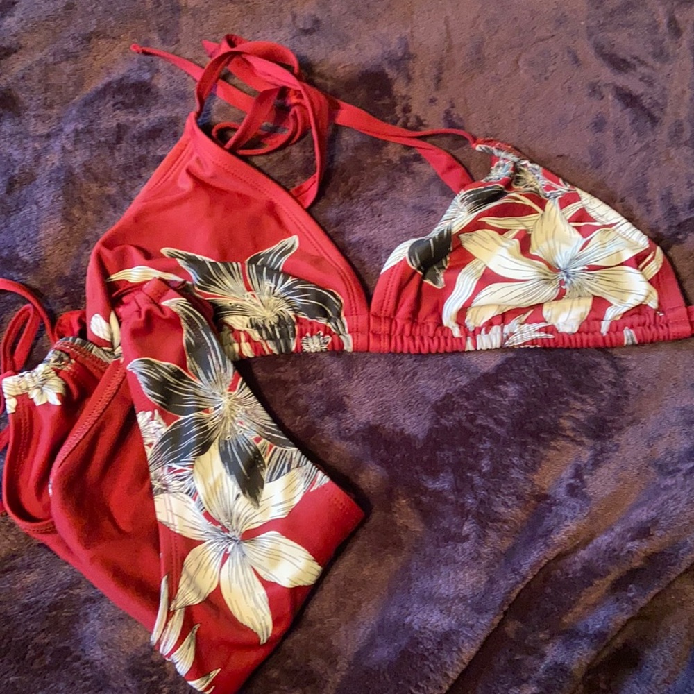 Red target bathing suit